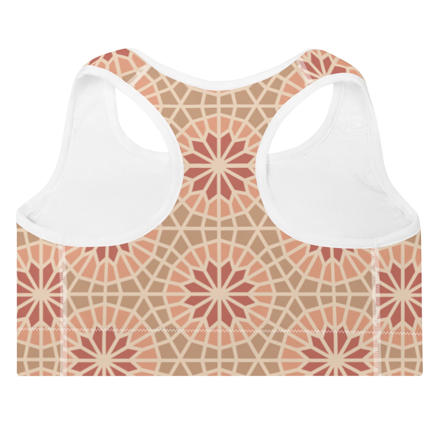 Padded Sports Bra - Geometric Star 2 in Cocoa and Cream