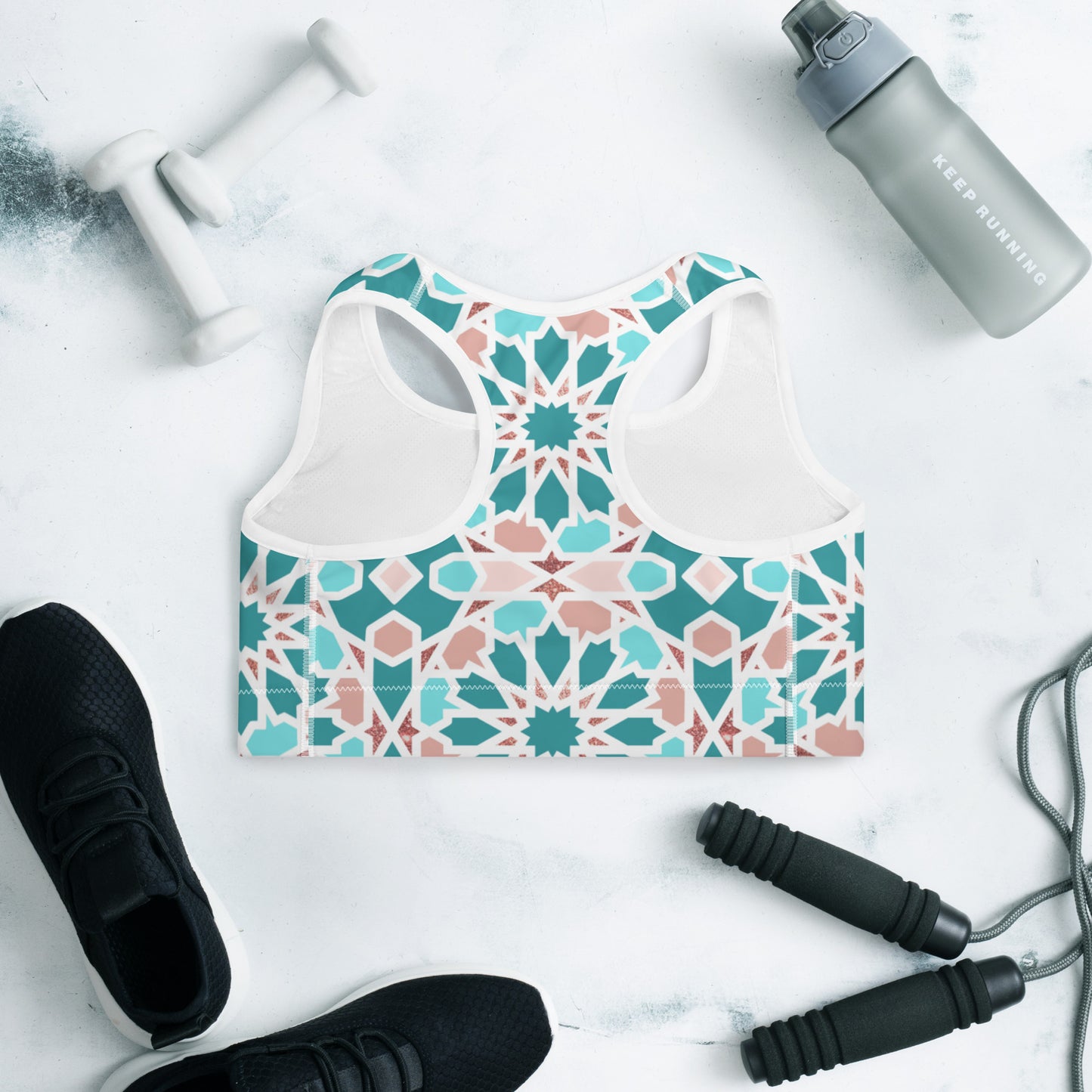 Padded Sports Bra - Arabian Geometric Pointed Star