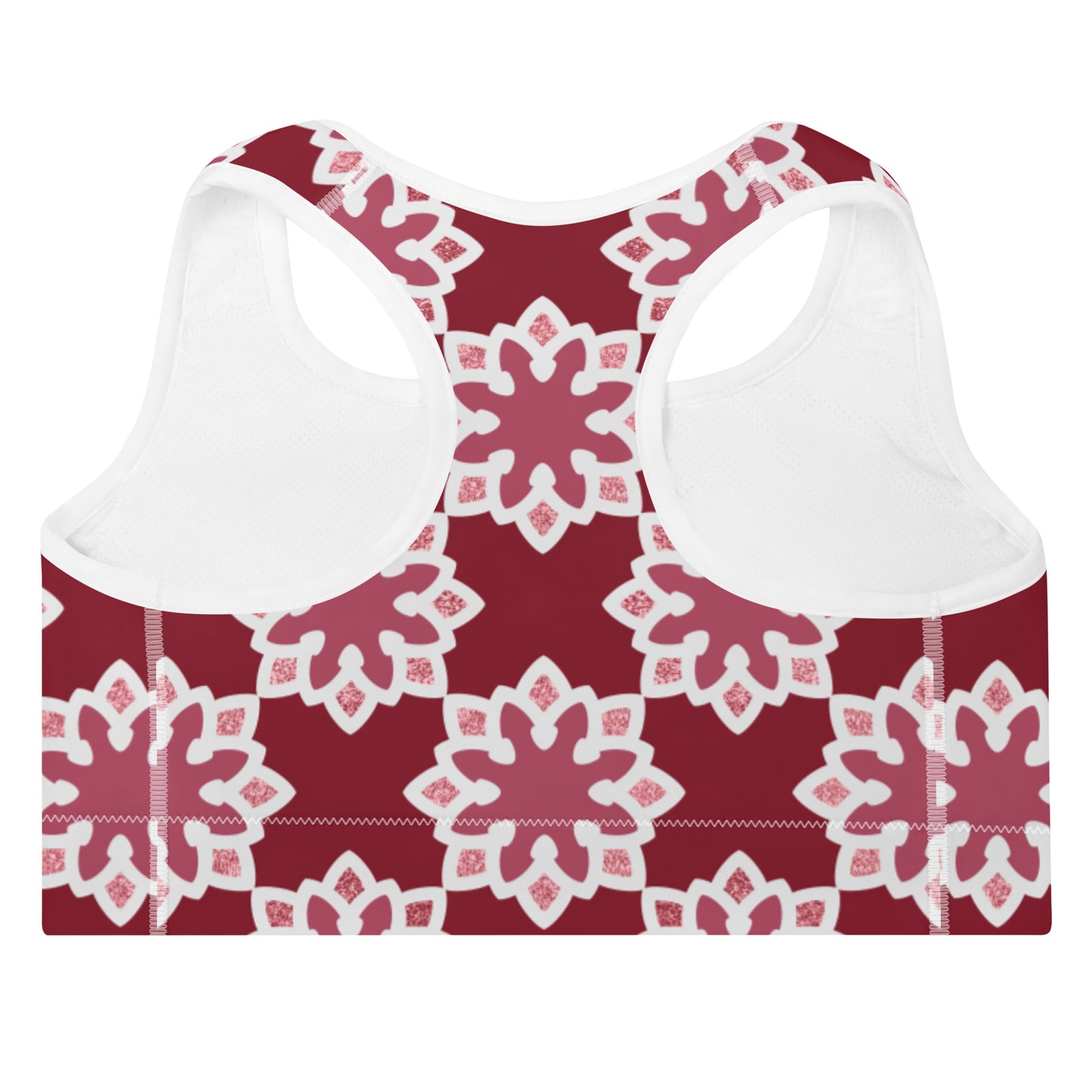 Padded Sports Bra - Arabesque flower in Rouge