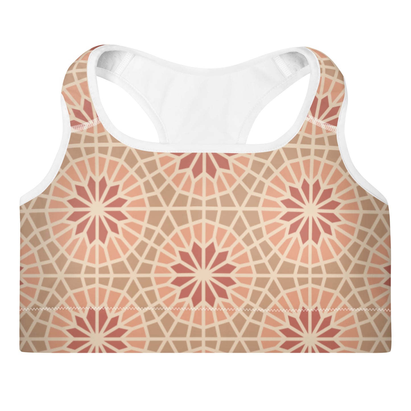 Padded Sports Bra - Geometric Star 2 in Cocoa and Cream