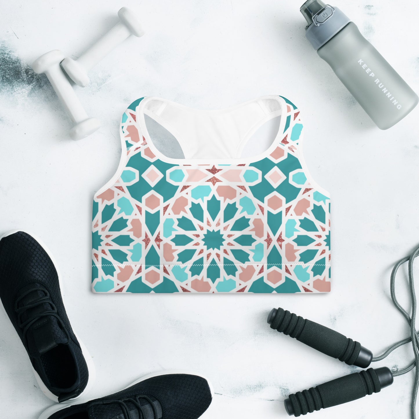 Padded Sports Bra - Arabian Geometric Pointed Star