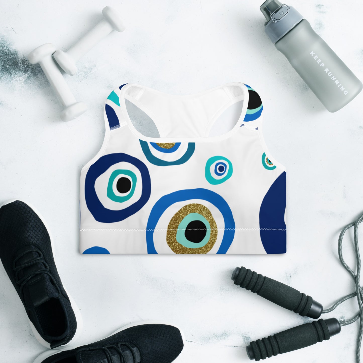 Padded Sports Bra - Evil Eye Nazar Amulet