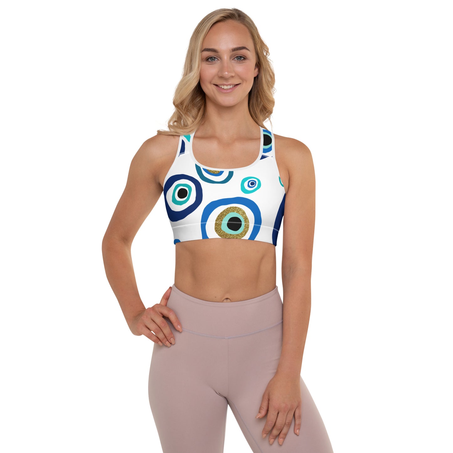 Padded Sports Bra - Evil Eye Nazar Amulet