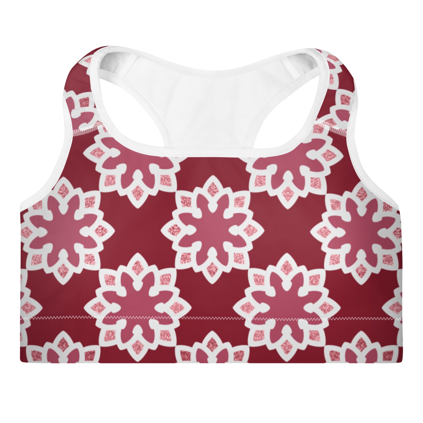 Padded Sports Bra - Arabesque flower in Rouge