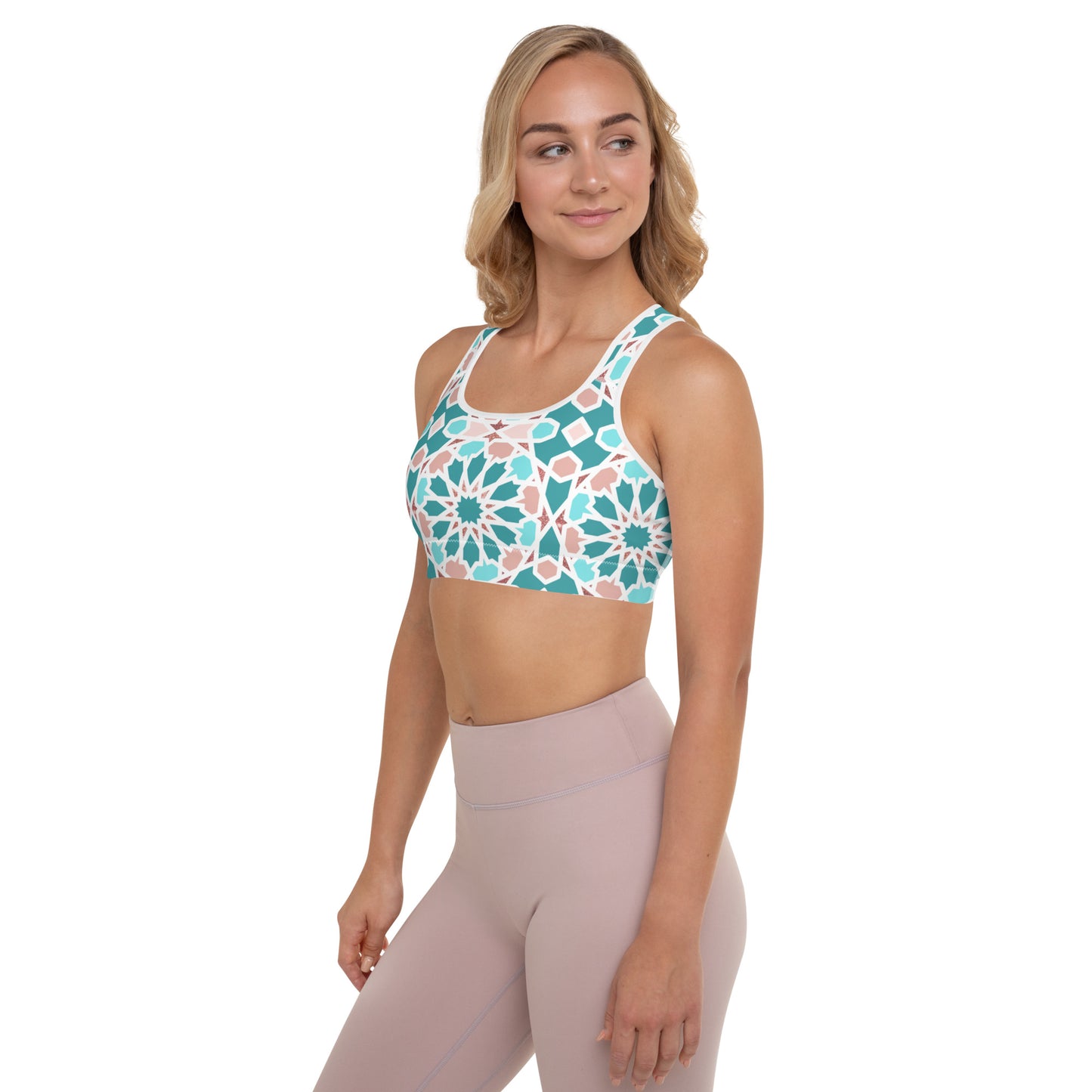 Padded Sports Bra - Arabian Geometric Pointed Star