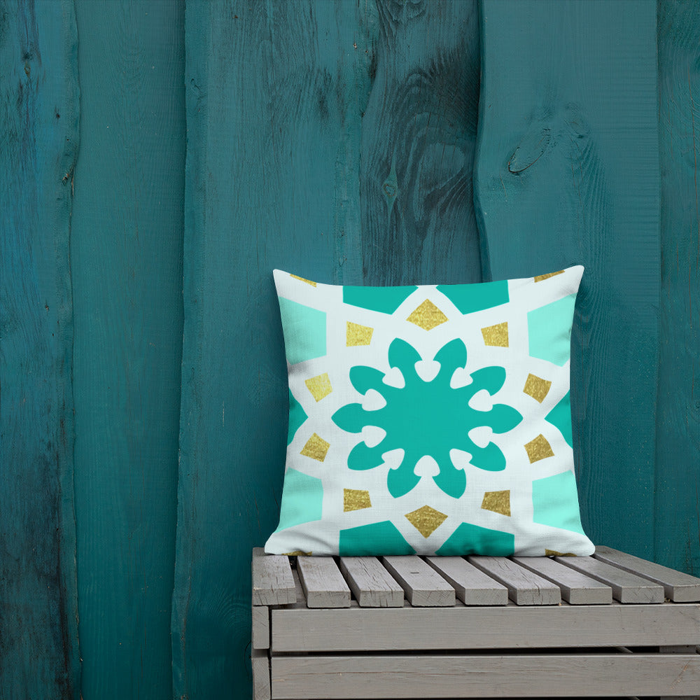 Premium Pillow - Geometric Arabesque in Mint
