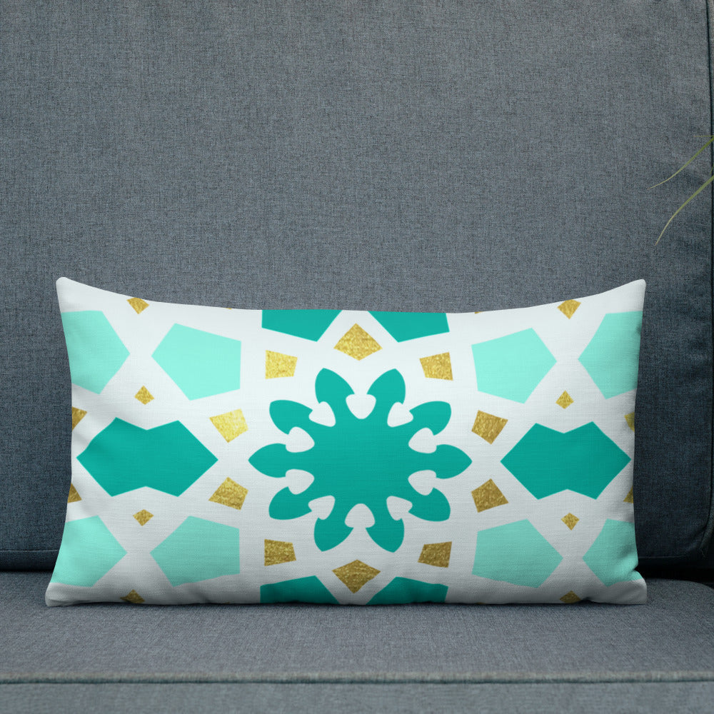 Premium Pillow - Geometric Arabesque in Mint
