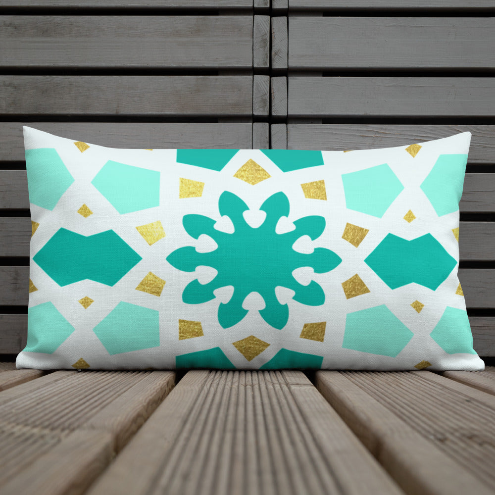 Premium Pillow - Geometric Arabesque in Mint
