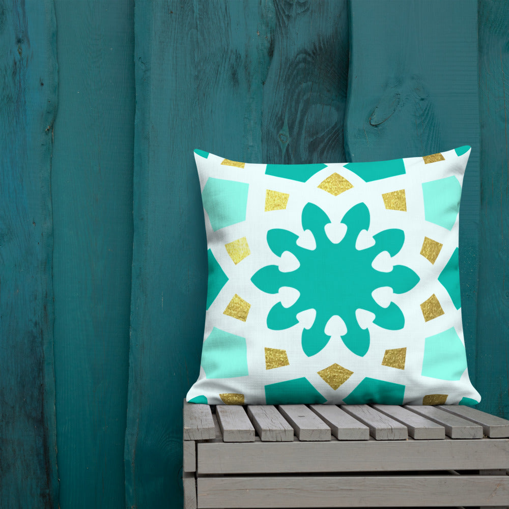 Premium Pillow - Geometric Arabesque in Mint