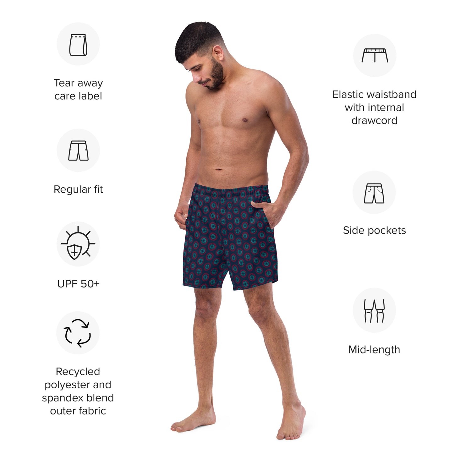 Recycled Men's swim trunks - Geometric Sea Star 🍃