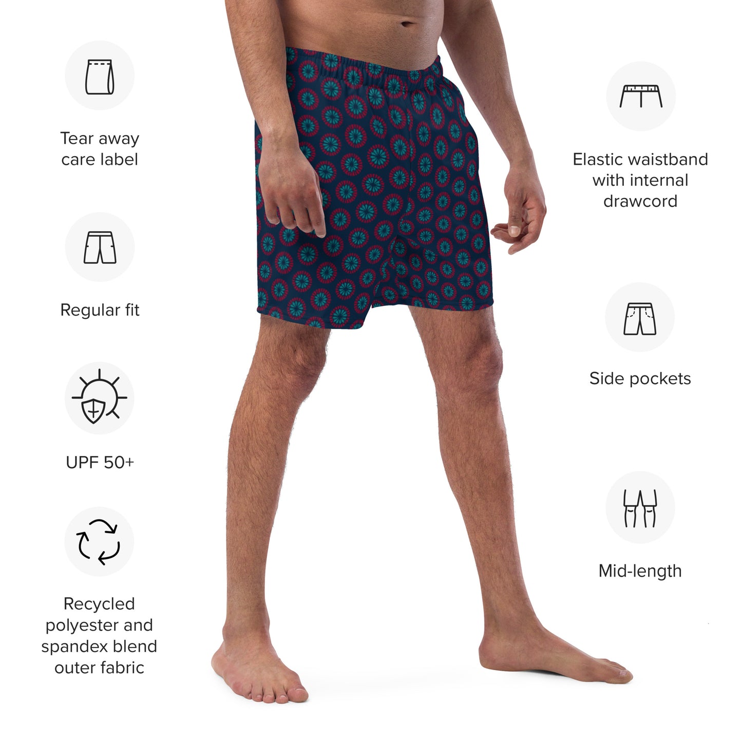 Recycled Men's swim trunks - Geometric Sea Star 🍃