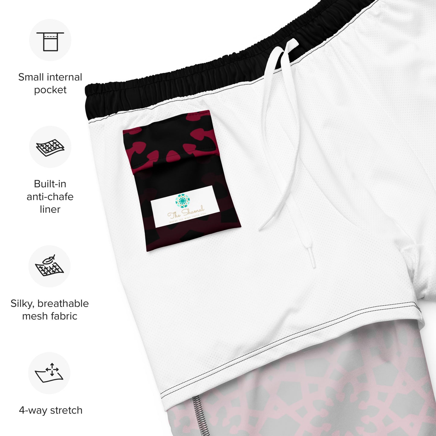 Recycled rPET Men's swim trunks 🍃 Geometric Ombre in Black and Red