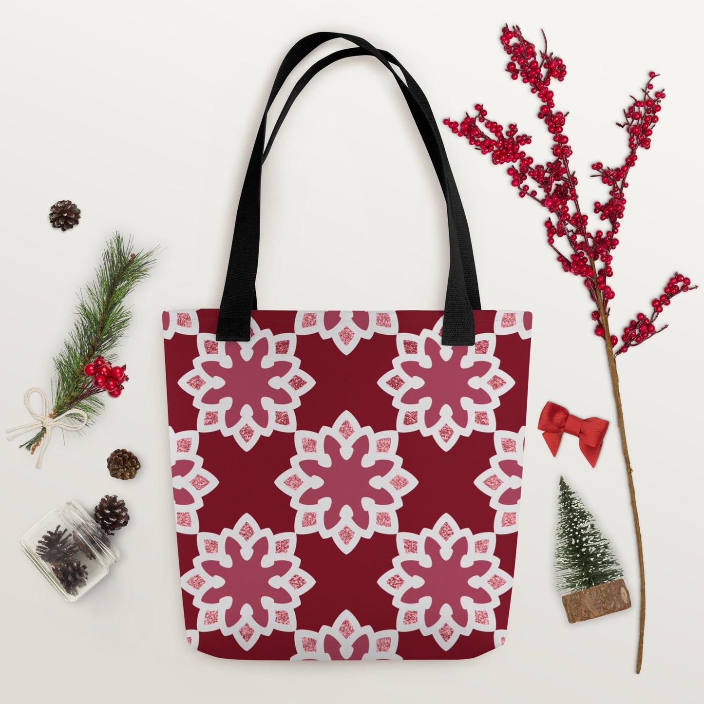 Tote bag - Arabesque Flower in Rouge