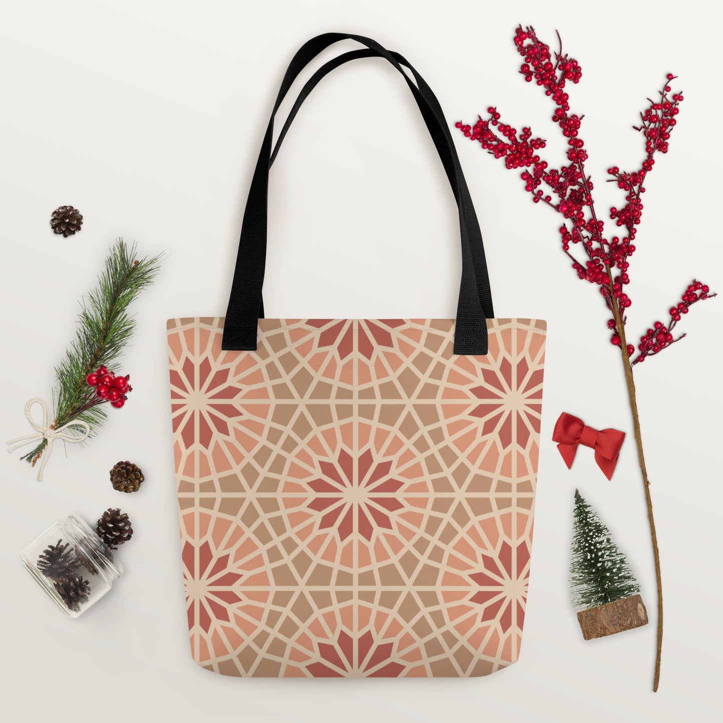 Tote bag - Geometric Star 2 - Cocoa and Cream