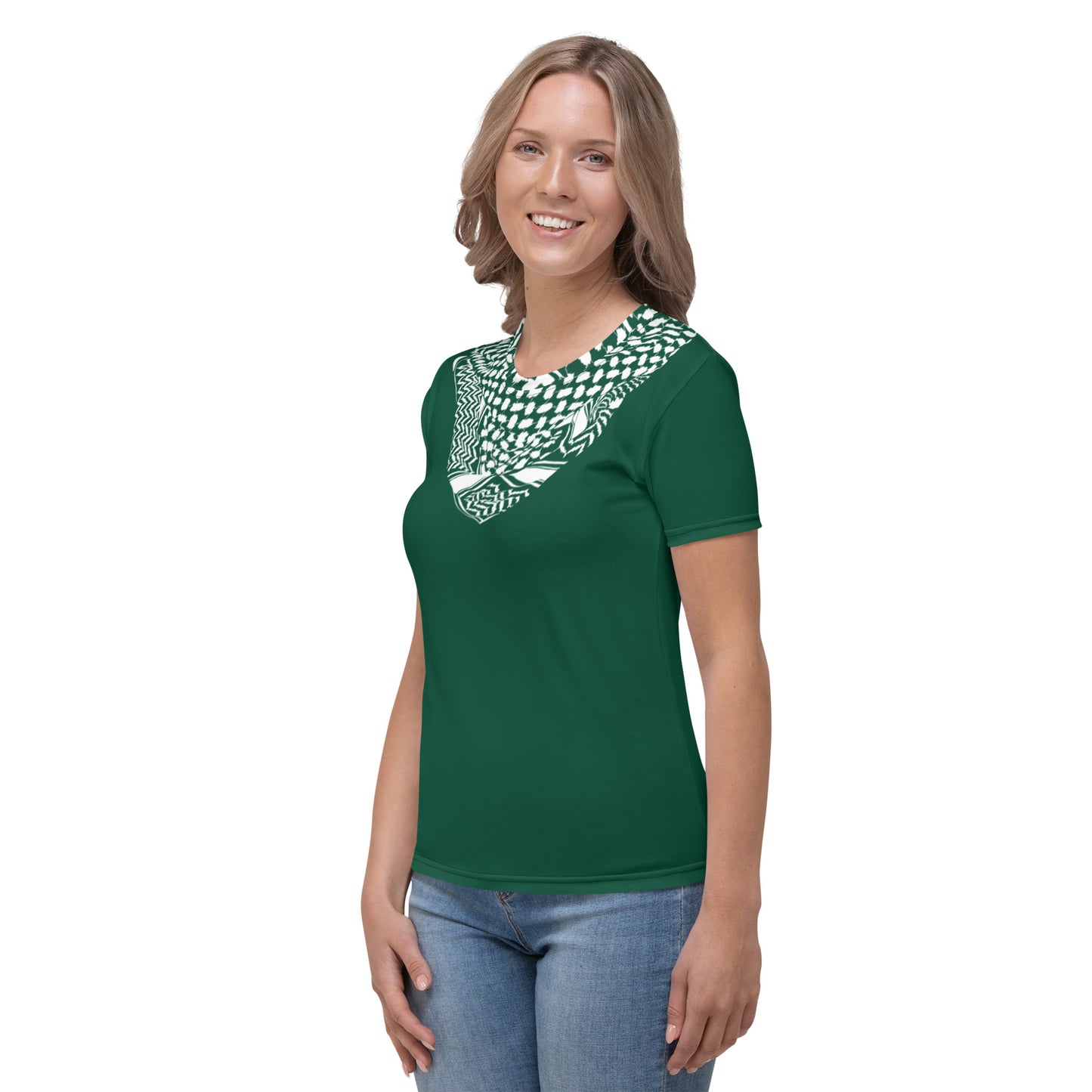 Saudi National Day Keffiyeh White on Green Women's T-shirt