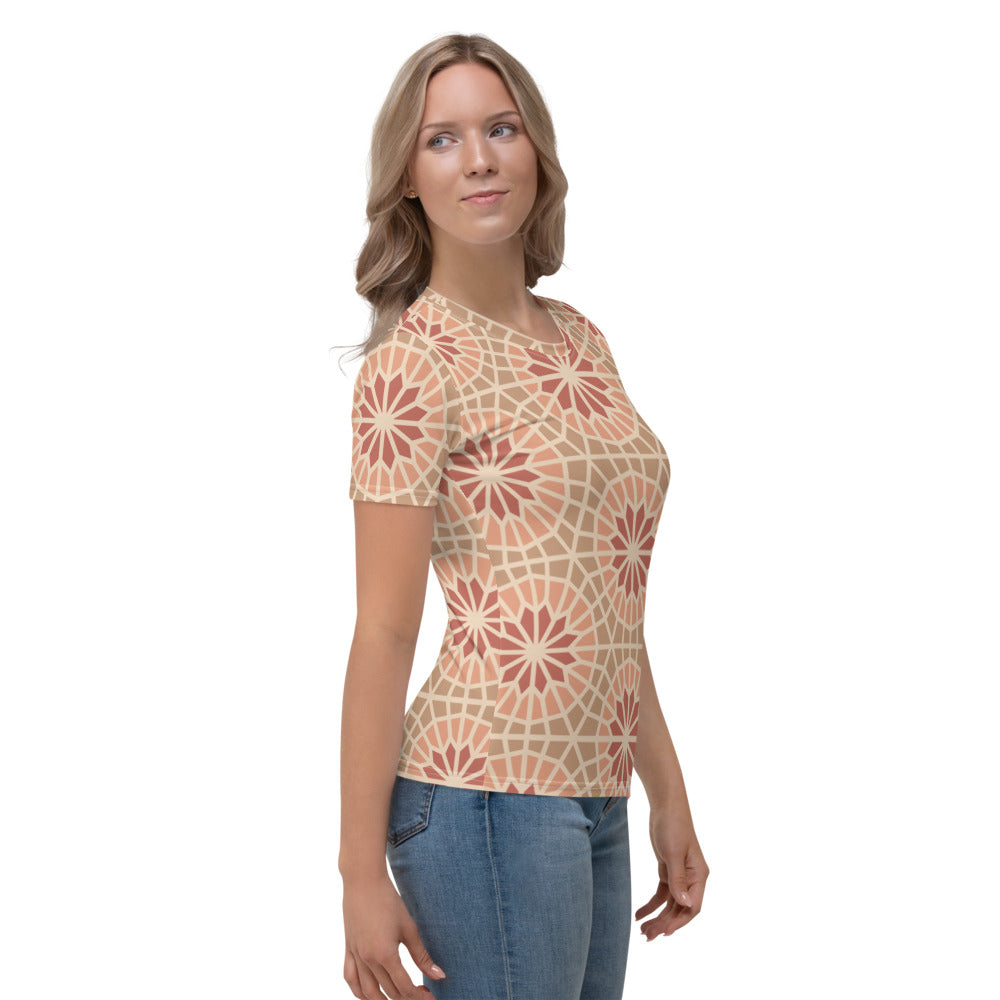 Women's T-shirt - Geometric Star 2 - Cocoa and Cream