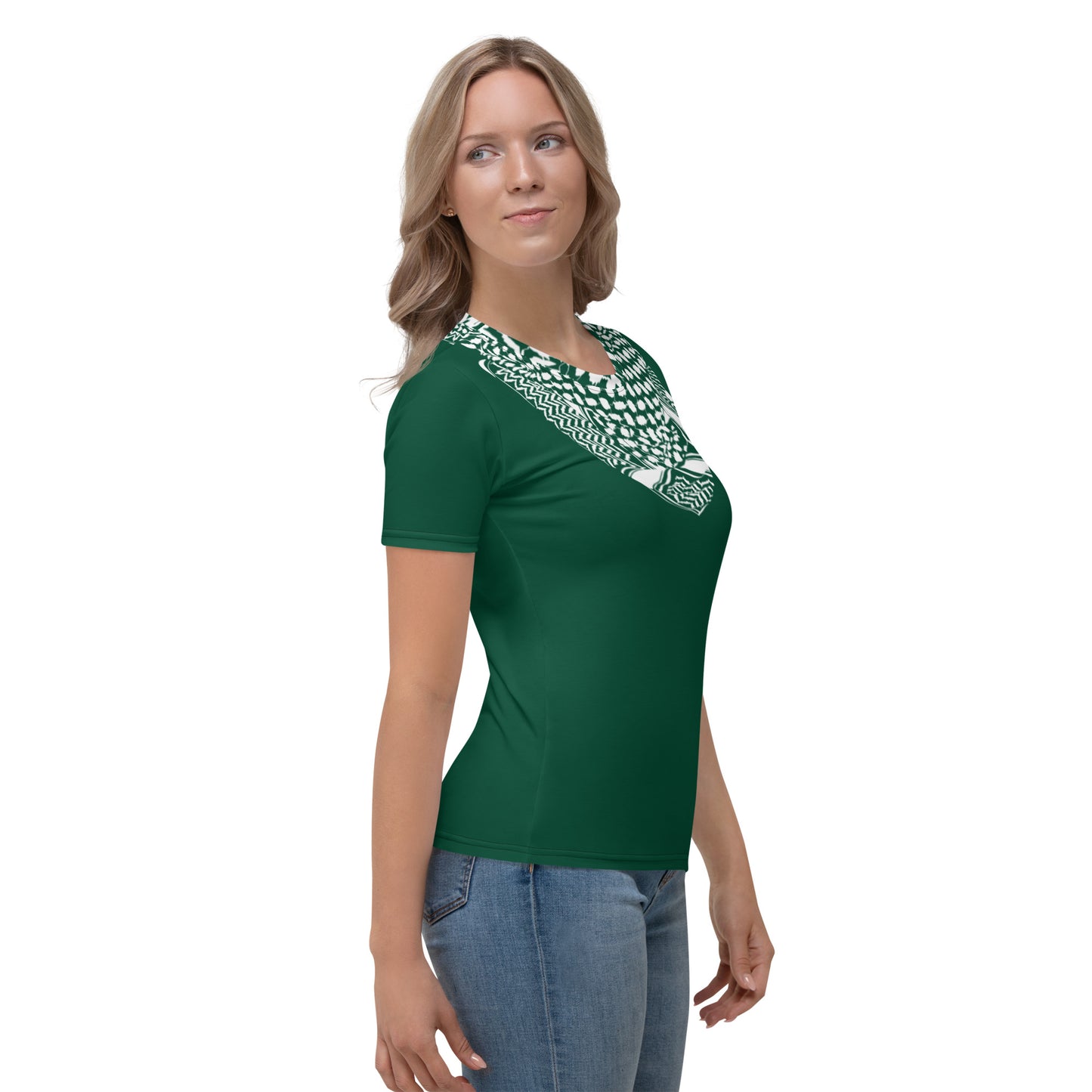 Saudi National Day Keffiyeh White on Green Women's T-shirt