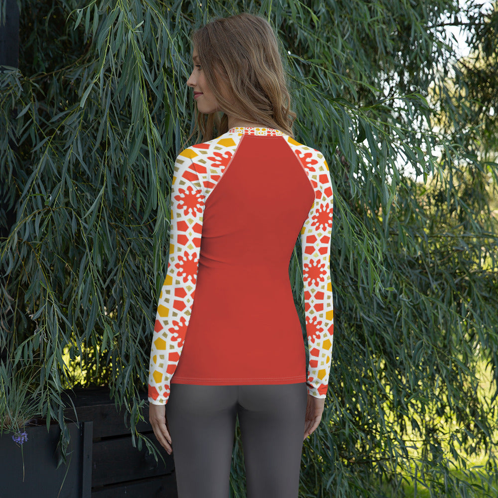 Women's Rash Guard - Arabesque Citrus