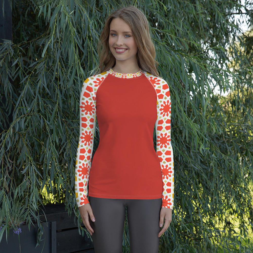 Women's Rash Guard - Arabesque Citrus