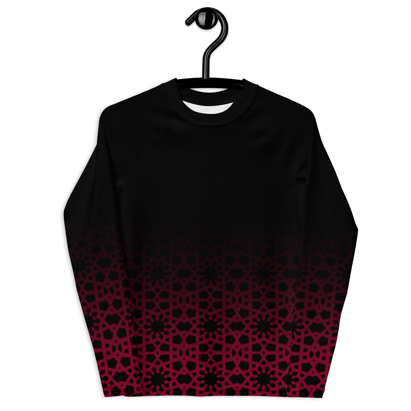 Youth Rash Guard - Geometric Ombre in Black and Red