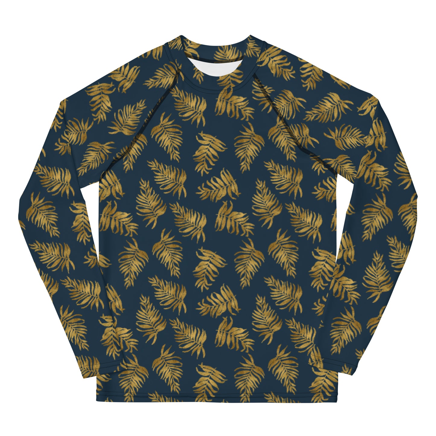 Youth Rash Guard - Palm Leaves in Slate and Gold
