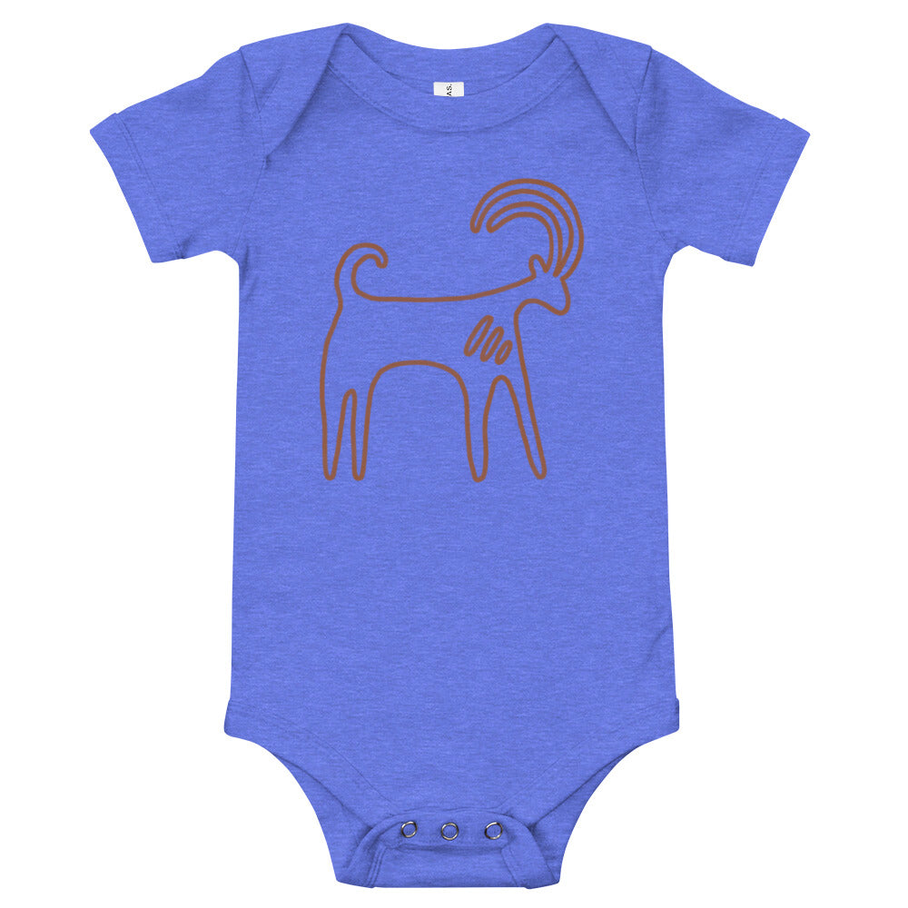 Baby short sleeve  🍃 100% Organic Cotton one piece with color choices - Petroglyphs - Nubian Ibex