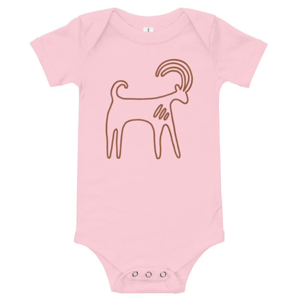 Baby short sleeve  🍃 100% Organic Cotton one piece with color choices - Petroglyphs - Nubian Ibex