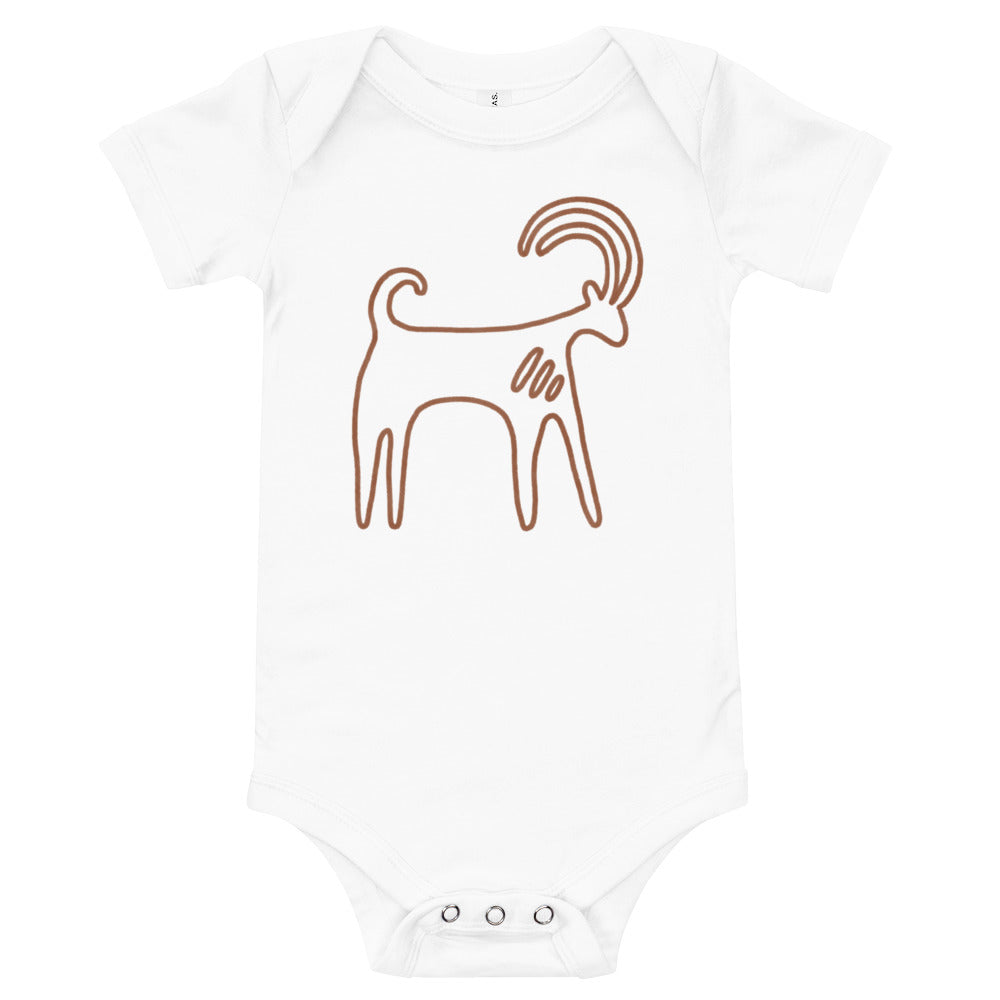 Baby short sleeve  🍃 100% Organic Cotton one piece with color choices - Petroglyphs - Nubian Ibex