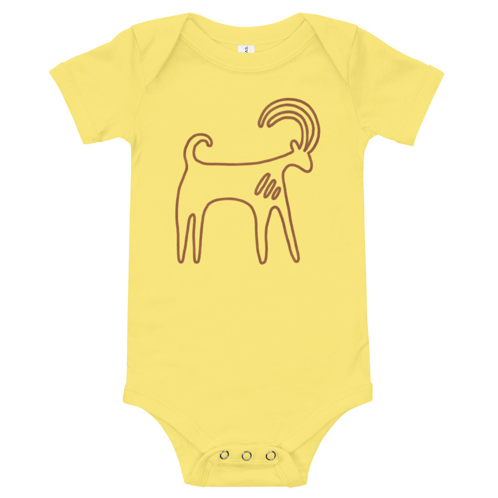 Baby short sleeve  🍃 100% Organic Cotton one piece with color choices - Petroglyphs - Nubian Ibex