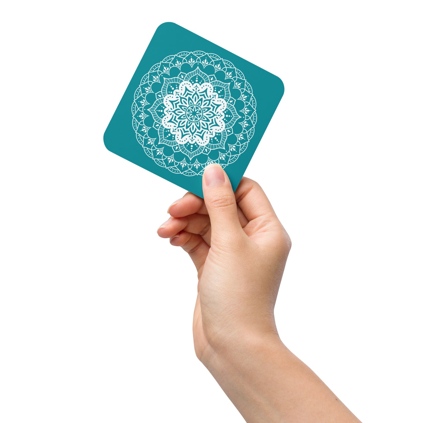 Mandala in Teal Cork-back coaster