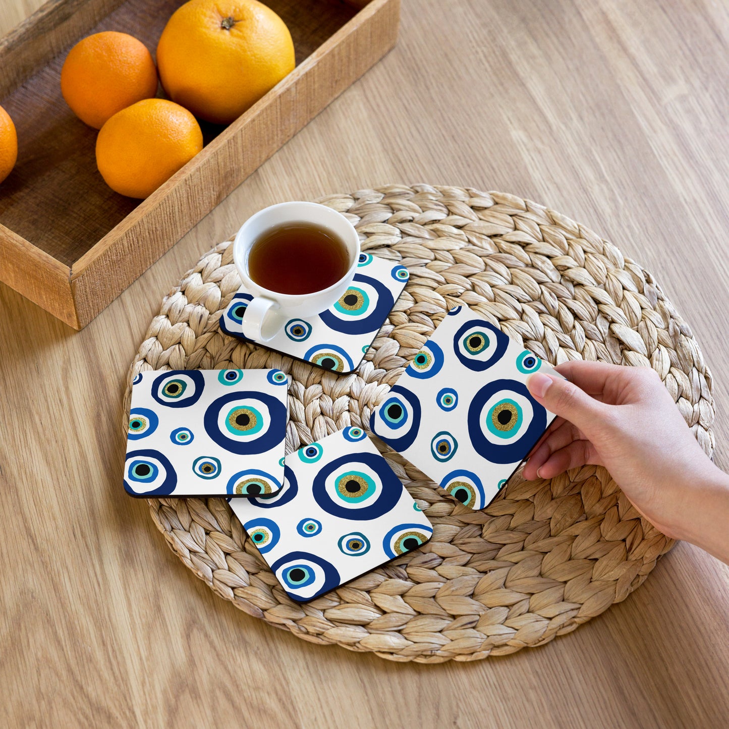 Nazar Evil Eye Amulet Cork-back coaster