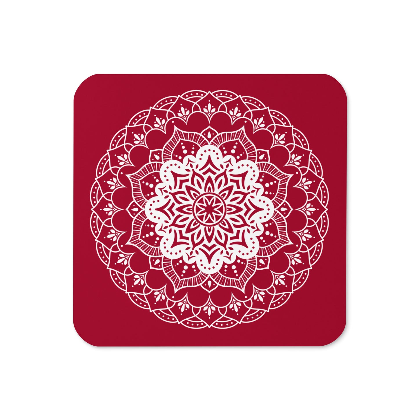 Mandala in Red Cork-back coaster