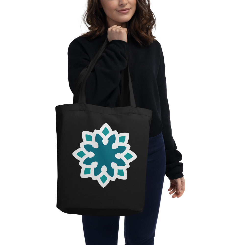 Eco Tote Bag 🍃 Arabesque Flower in Aqua