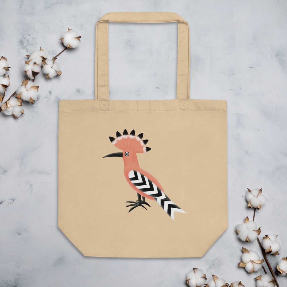 Eco Tote Bag 100% Organic Cotton 🍃 Hoopoe Bird