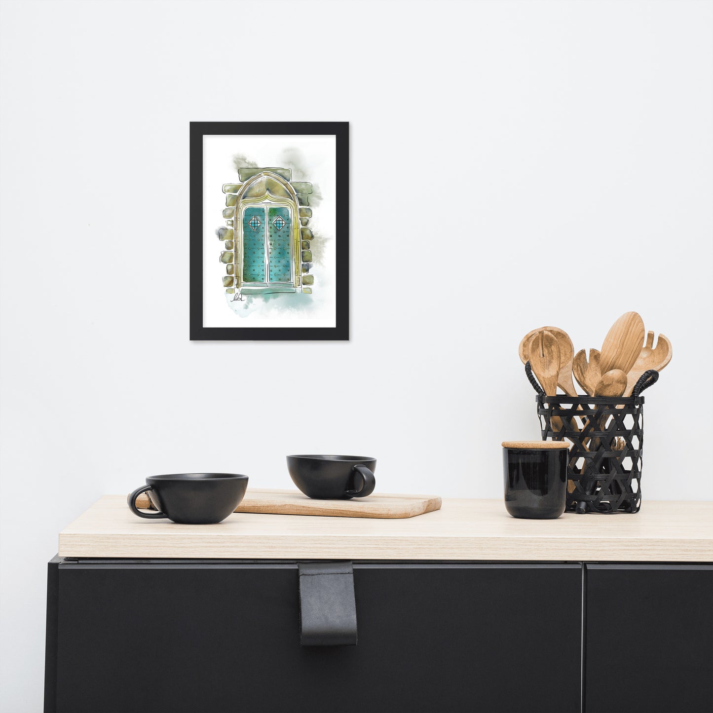 Porte du Château de Pompadour Watercolor - Framed matte paper poster