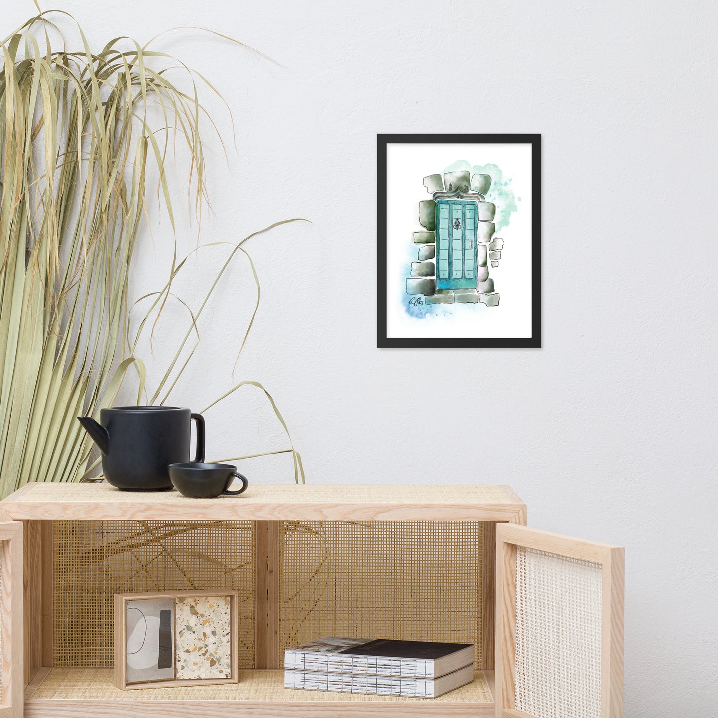 The Poets Door - French Watercolor - Framed matte paper poster