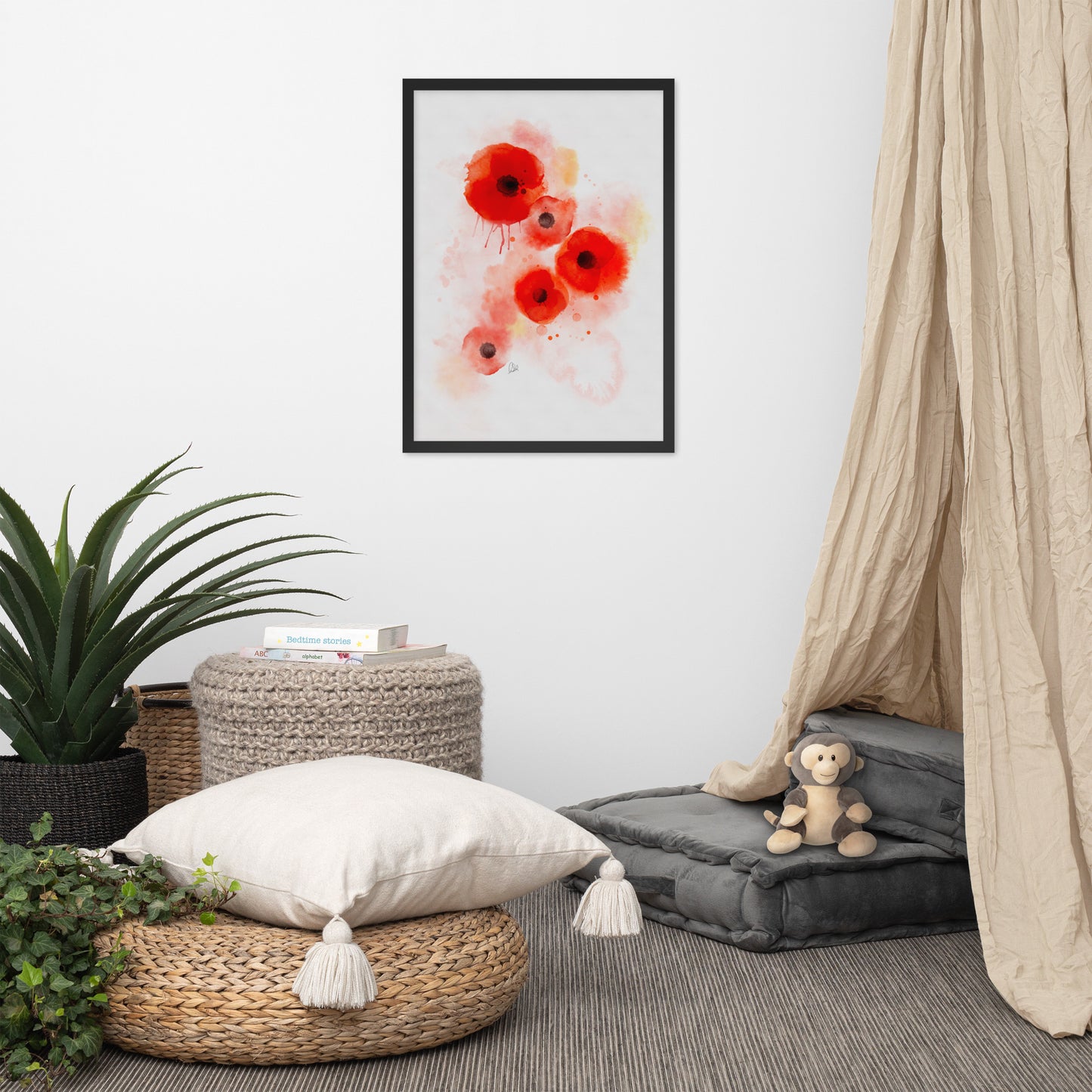 Framed matte paper poster - Coquelicots Poppies