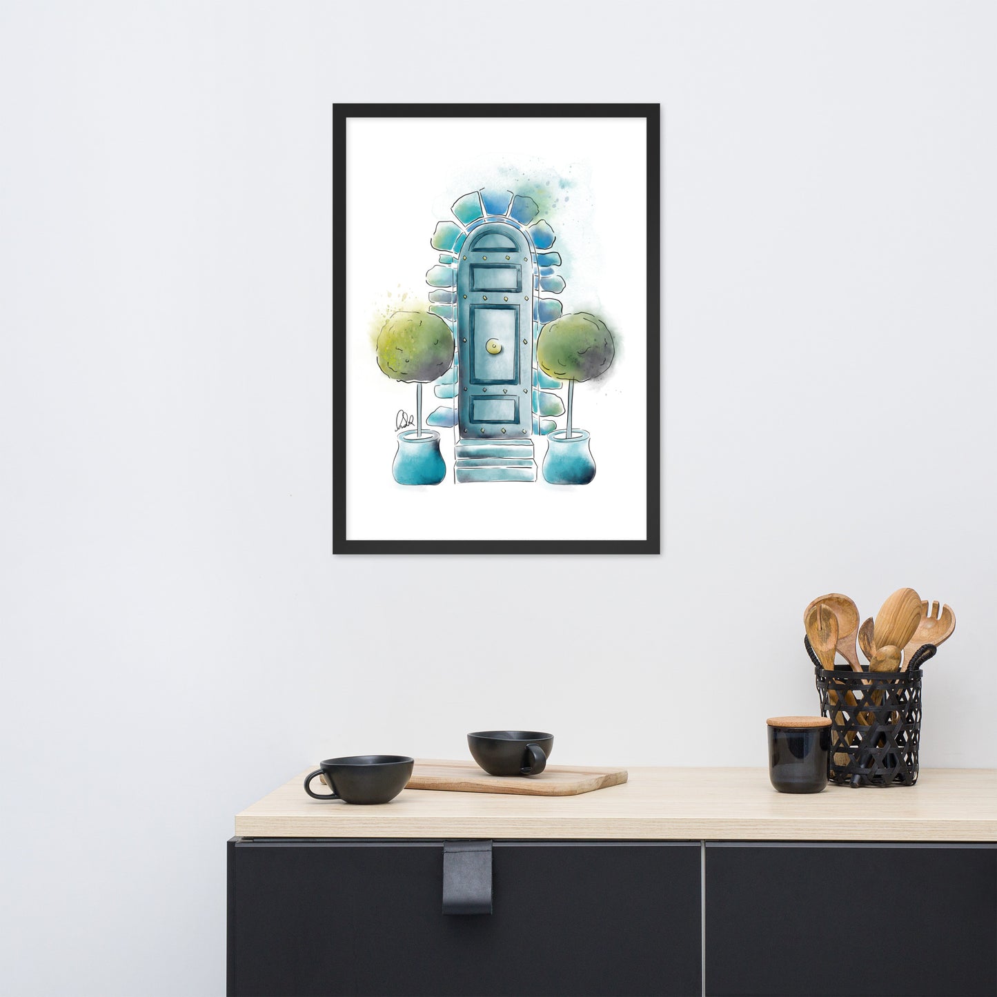 The Topiary - French Watercolor - Framed matte paper poster