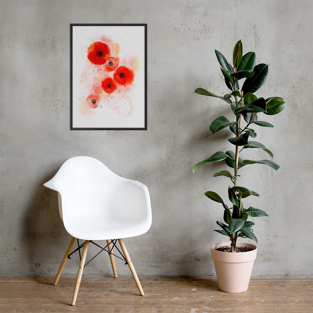 Framed matte paper poster - Coquelicots Poppies