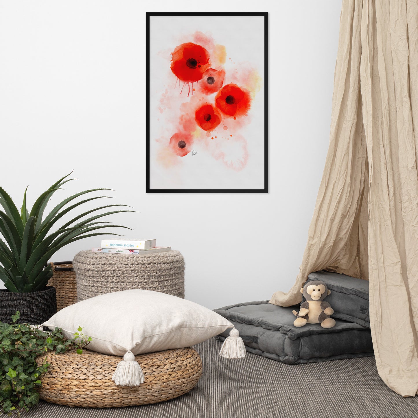 Framed matte paper poster - Coquelicots Poppies