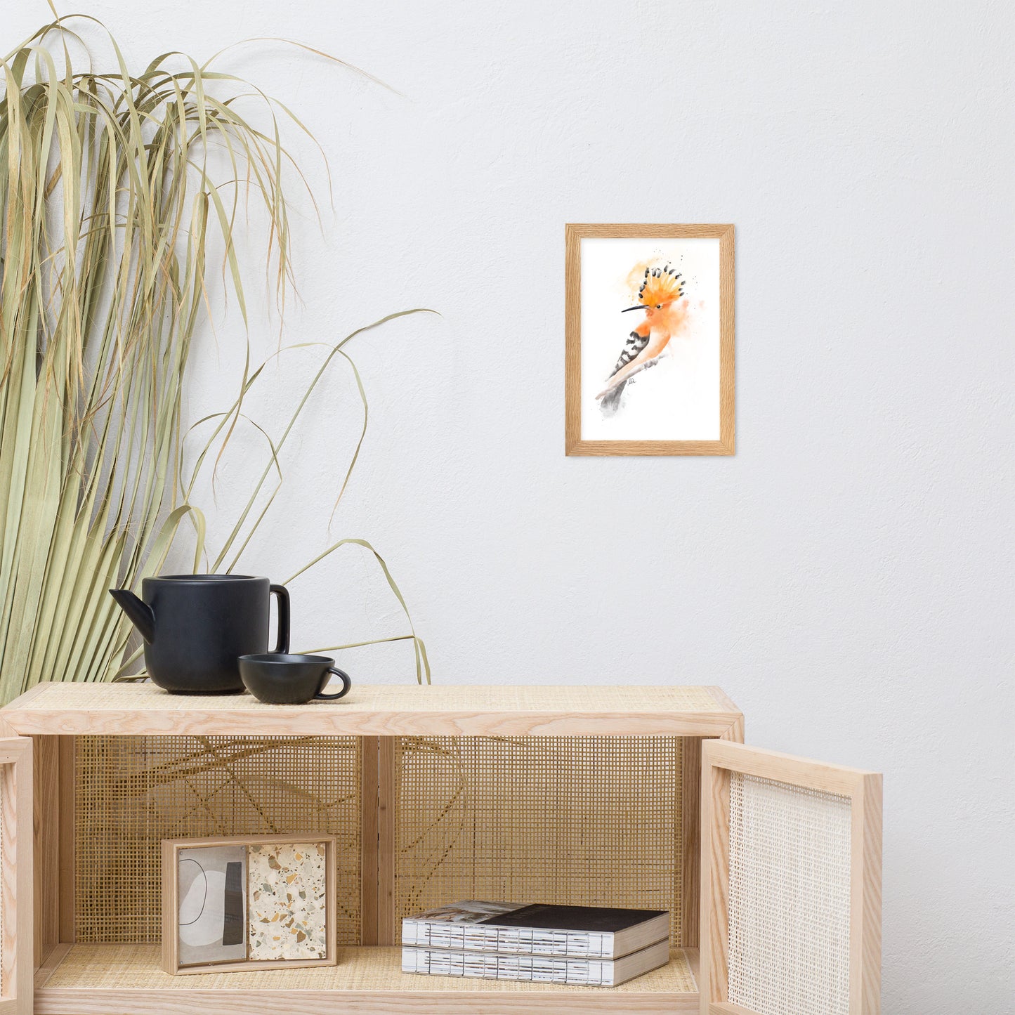 Hoopoe Bird Messy Watercolor Framed matte paper poster