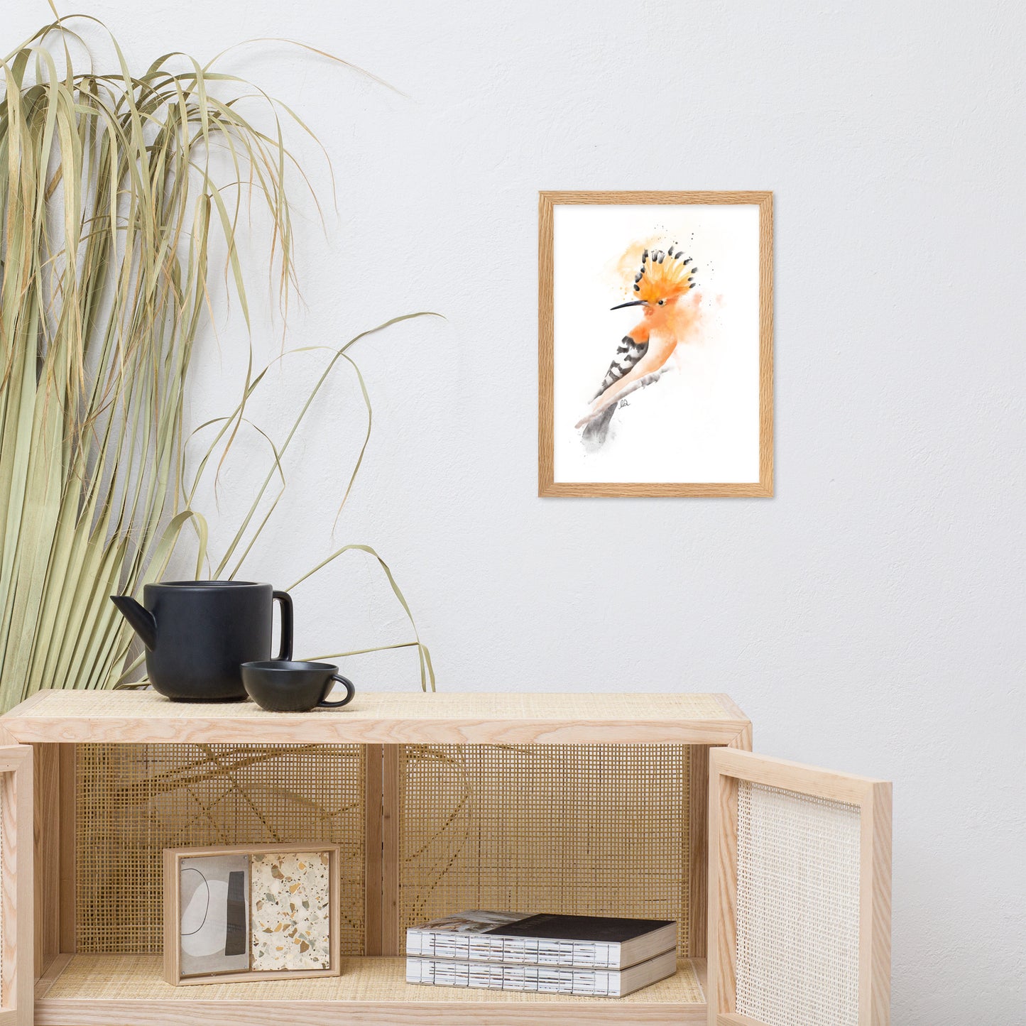 Hoopoe Bird Messy Watercolor Framed matte paper poster
