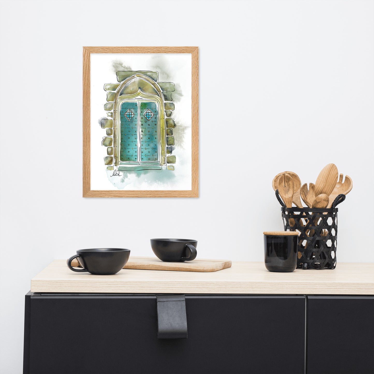 Porte du Château de Pompadour Watercolor - Framed matte paper poster