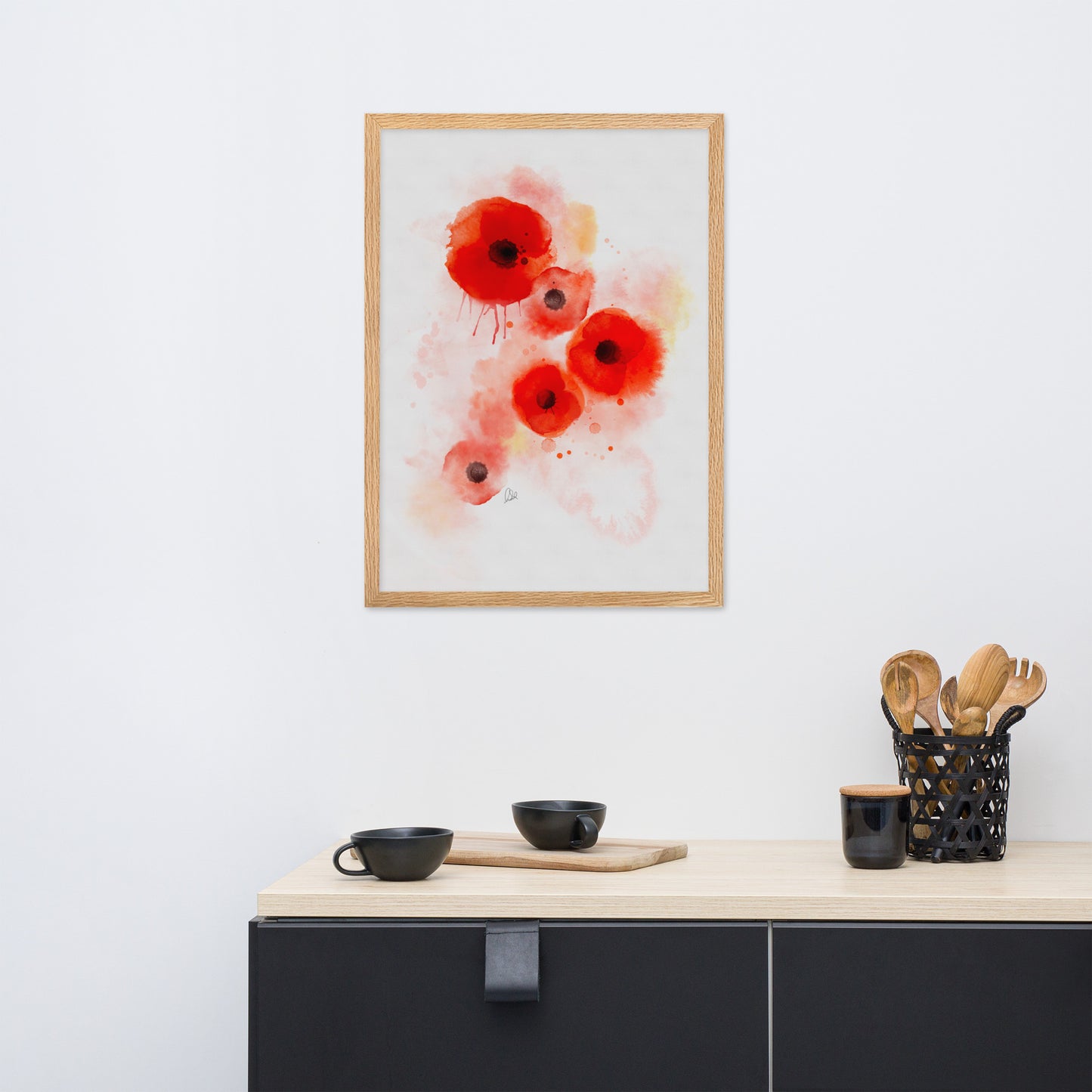 Framed matte paper poster - Coquelicots Poppies
