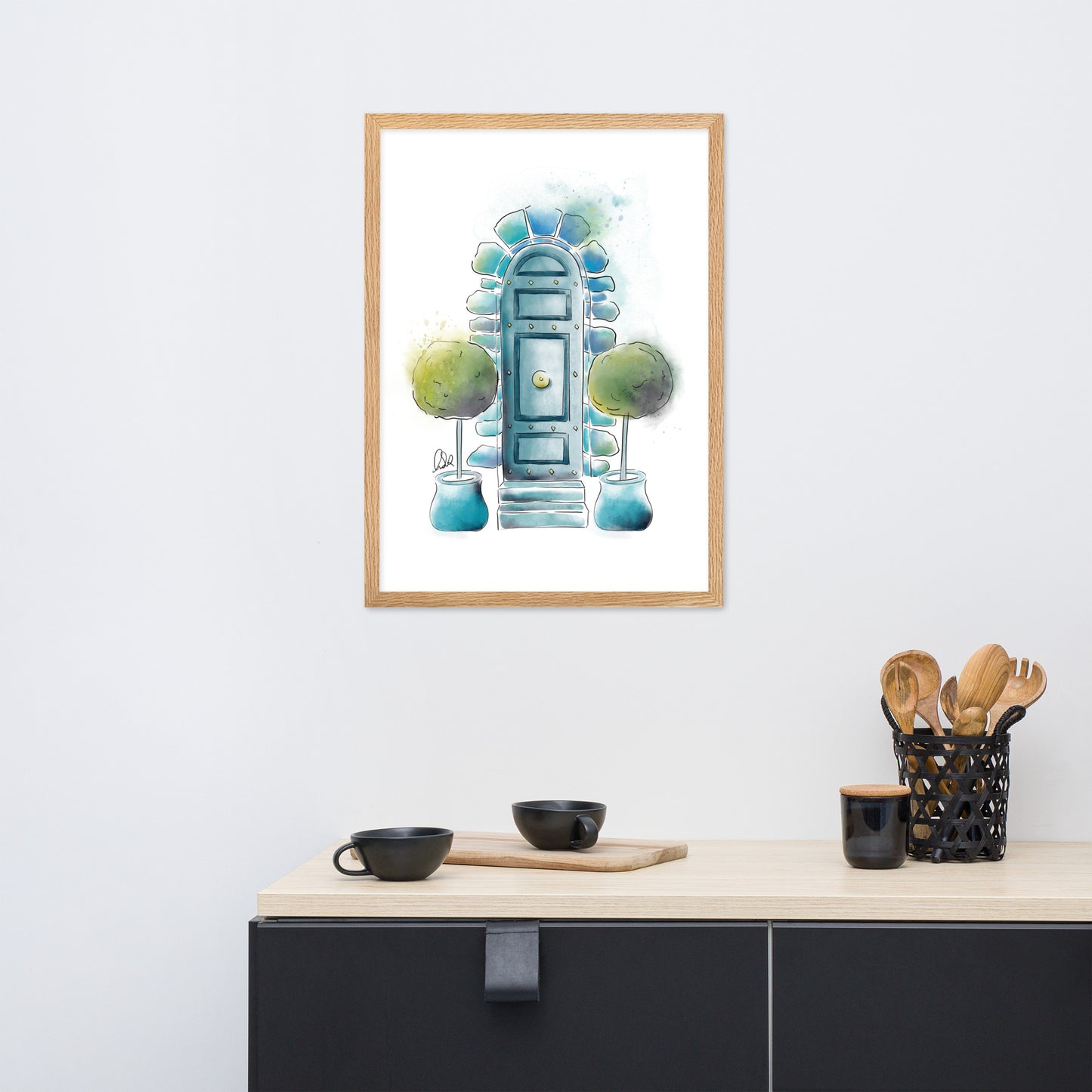 The Topiary - French Watercolor - Framed matte paper poster