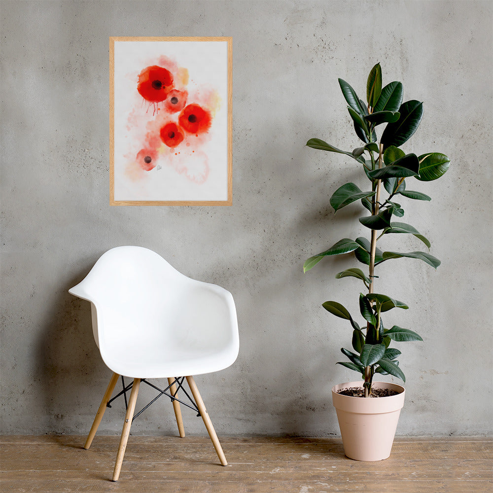 Framed matte paper poster - Coquelicots Poppies