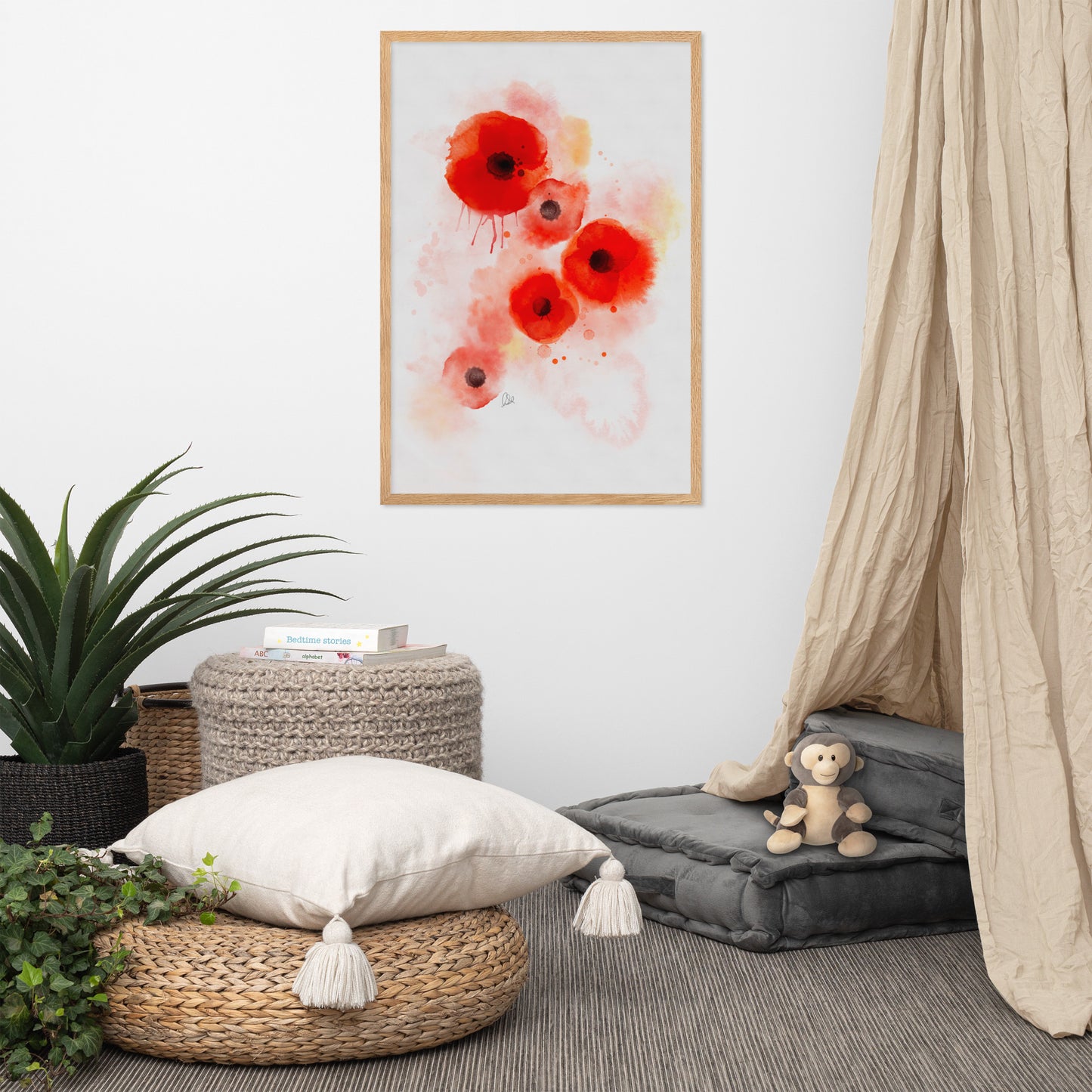 Framed matte paper poster - Coquelicots Poppies