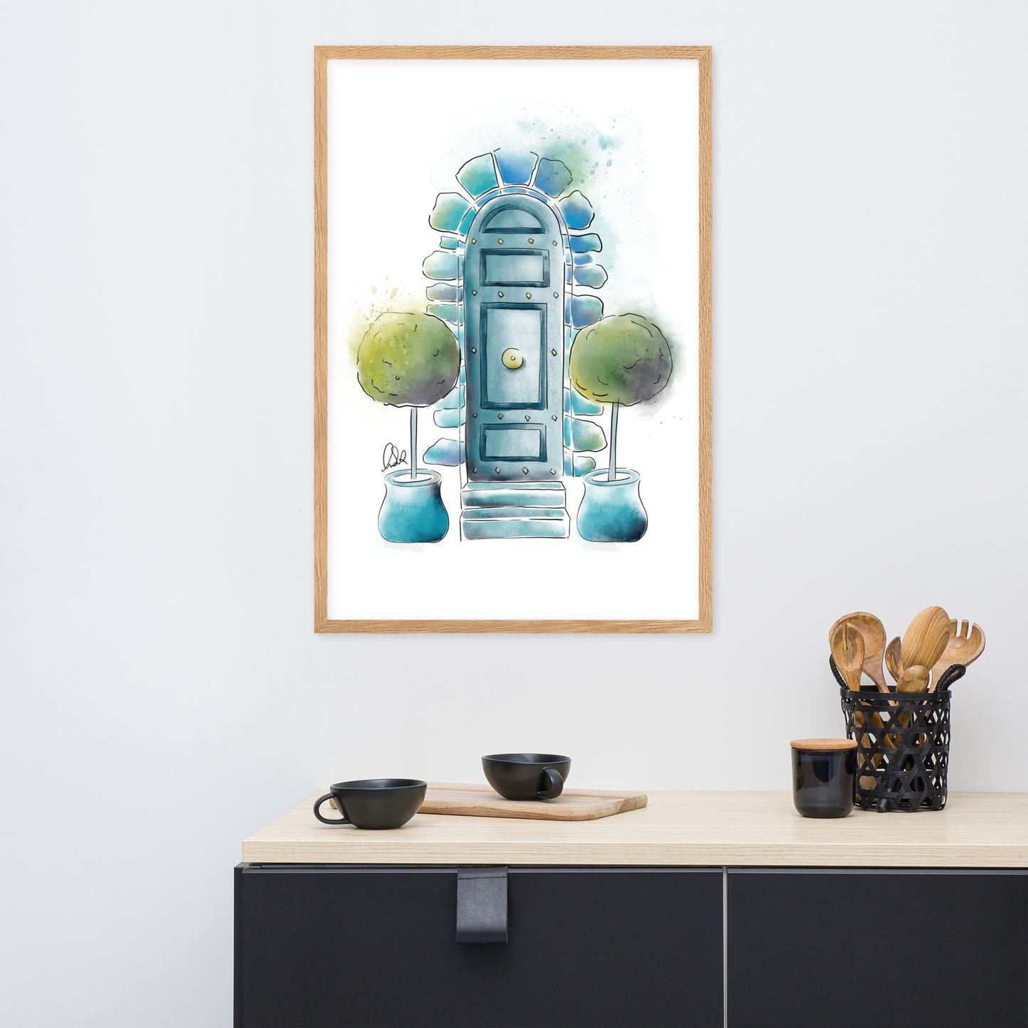 The Topiary - French Watercolor - Framed matte paper poster