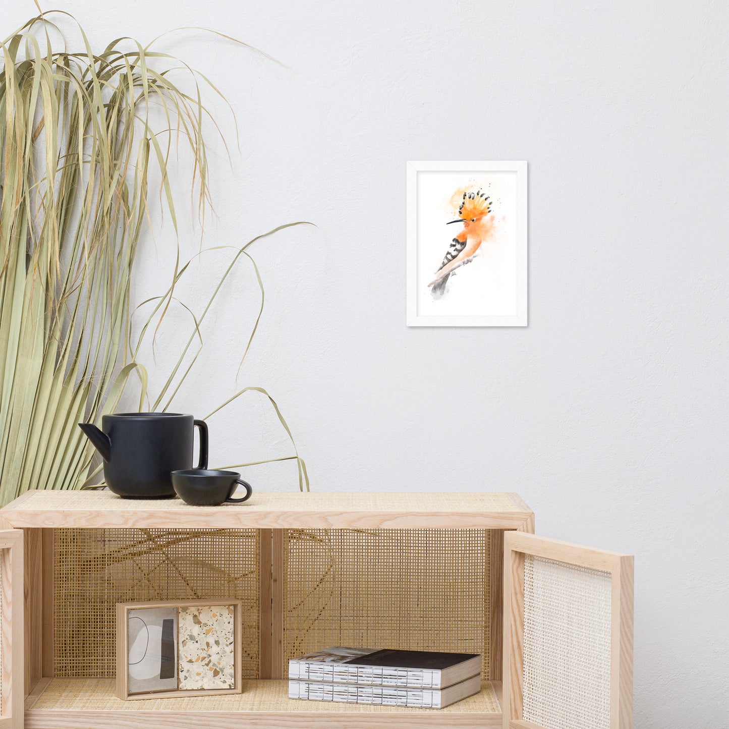 Hoopoe Bird Messy Watercolor Framed matte paper poster