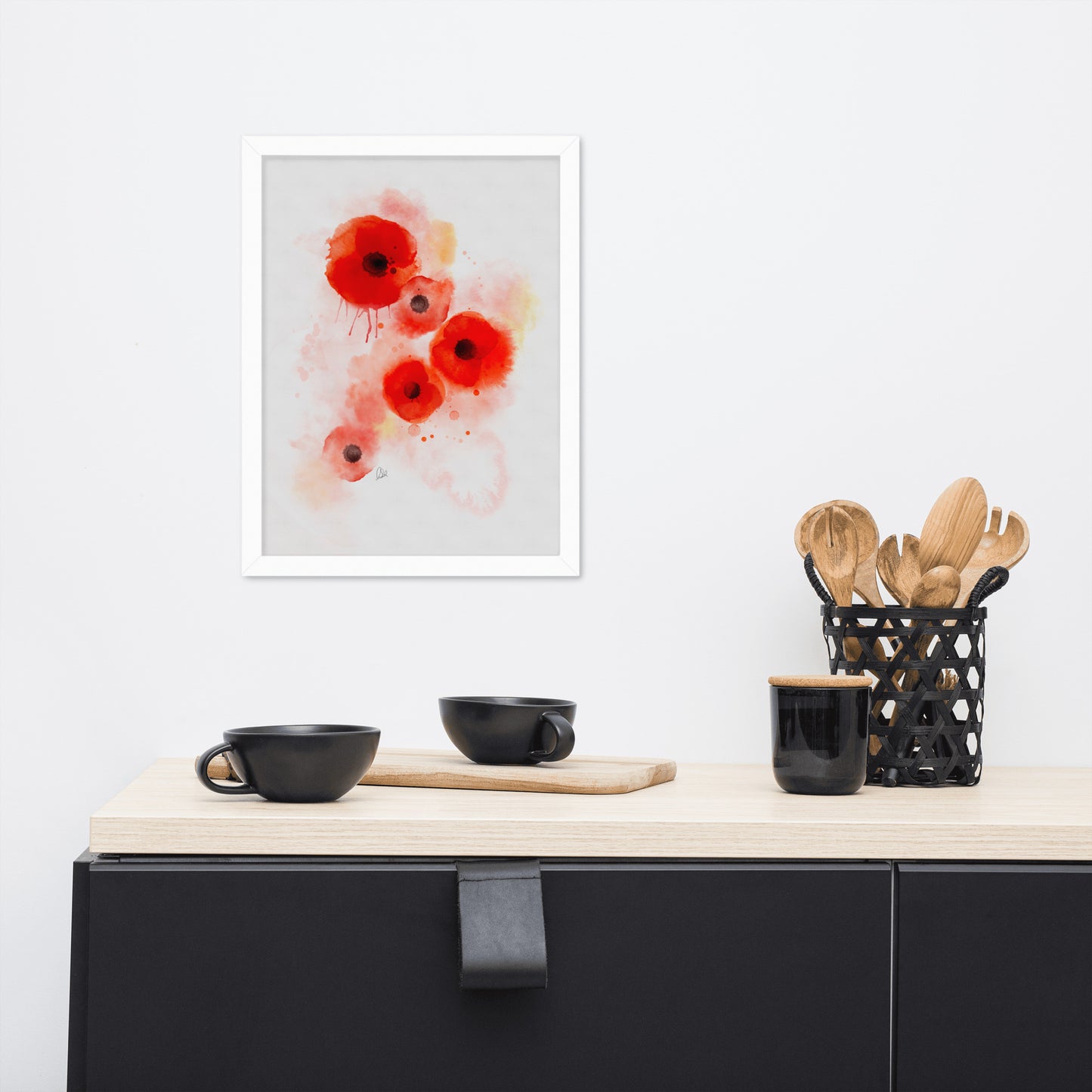 Framed matte paper poster - Coquelicots Poppies